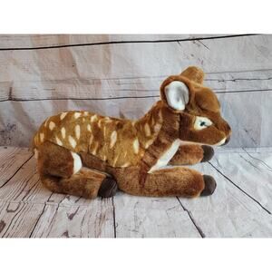18” FAO Schwarz Plush Deer Stuffed Animal Brown Fawn Laying Realistic Plush